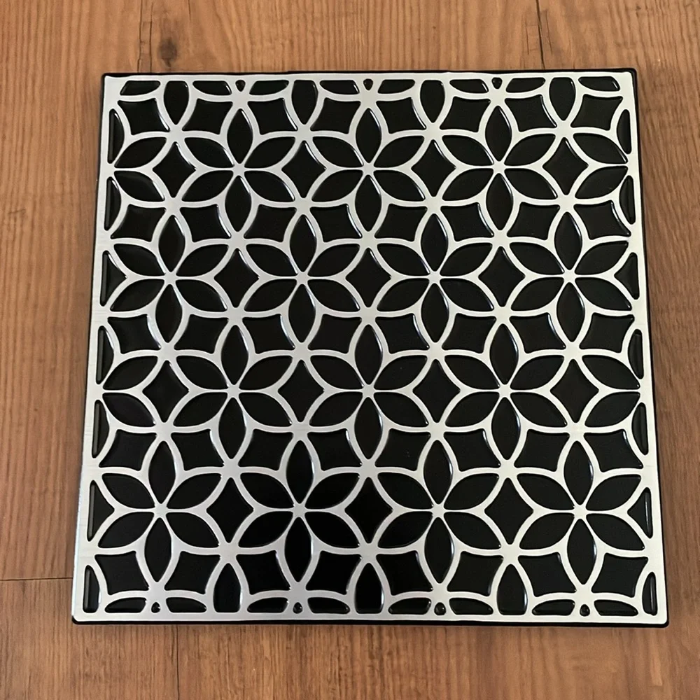 Set of Three Black and Silver Decorative Wall Tiles - Picture 3 of 6